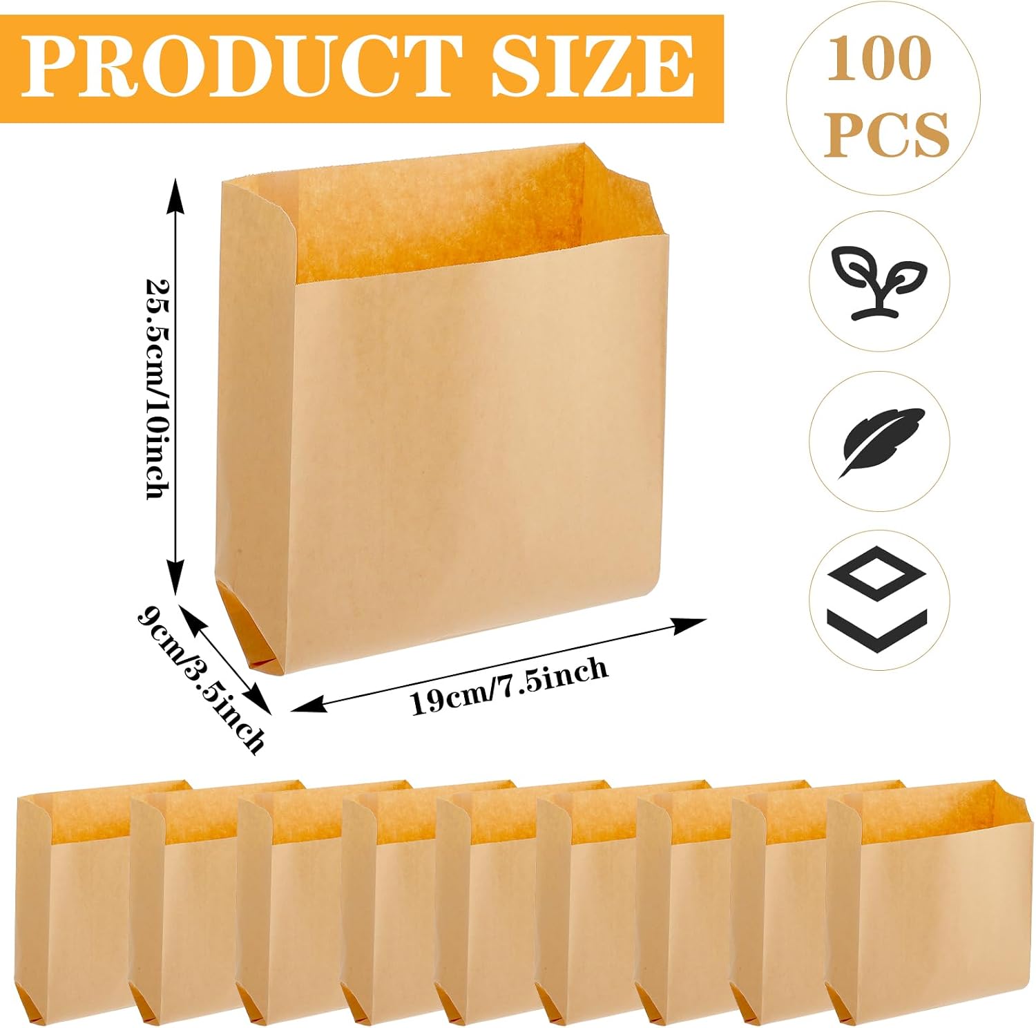 100 Pcs Kraft Feminine Hygiene Liner Bag, Business Restroom Bathroom Personal Dispensers 7.5 x 10" Waste Receptacle Paper Liners, Sanitary Napkin Disposal Bags, Kraft Bag