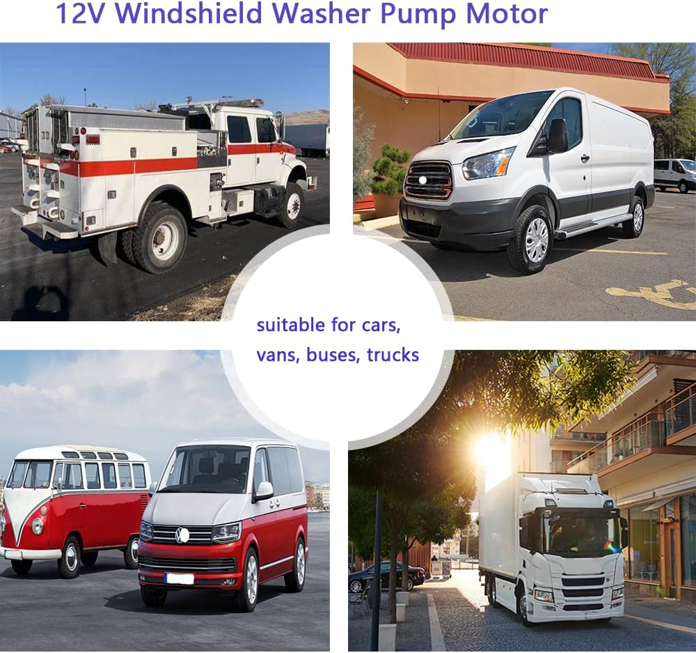 Watris Veiyi 12V Windshield Washer Pump Motor for Car Van Bus Truck, Windscreen Window Washer Water Liquid Pump, Universal Windscreen Washer Pump, Car Window Wash Kit