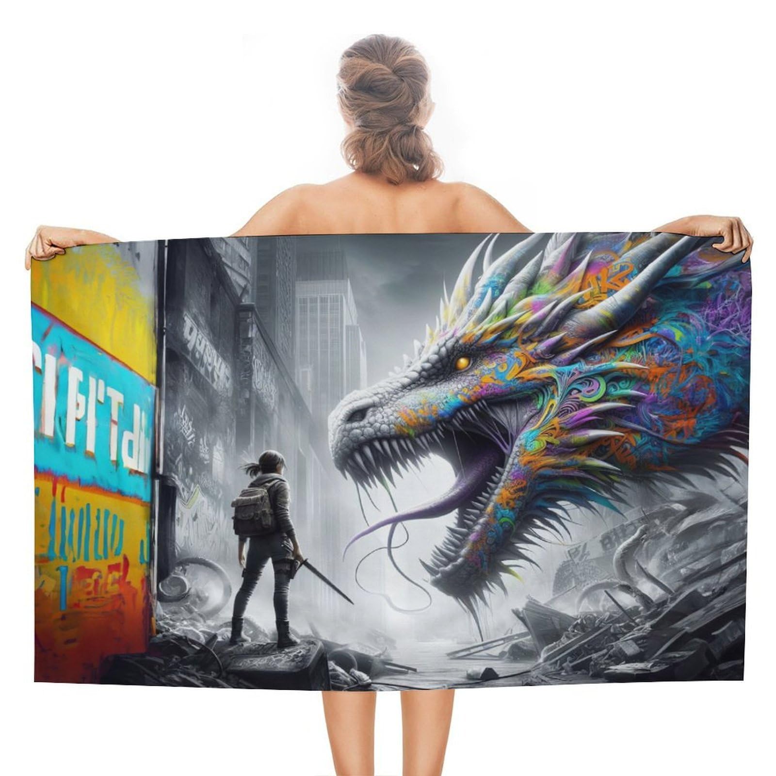 Serviette de plage anti-sable Chromas Awakening 130x80 cm légère pour le sport et le camping