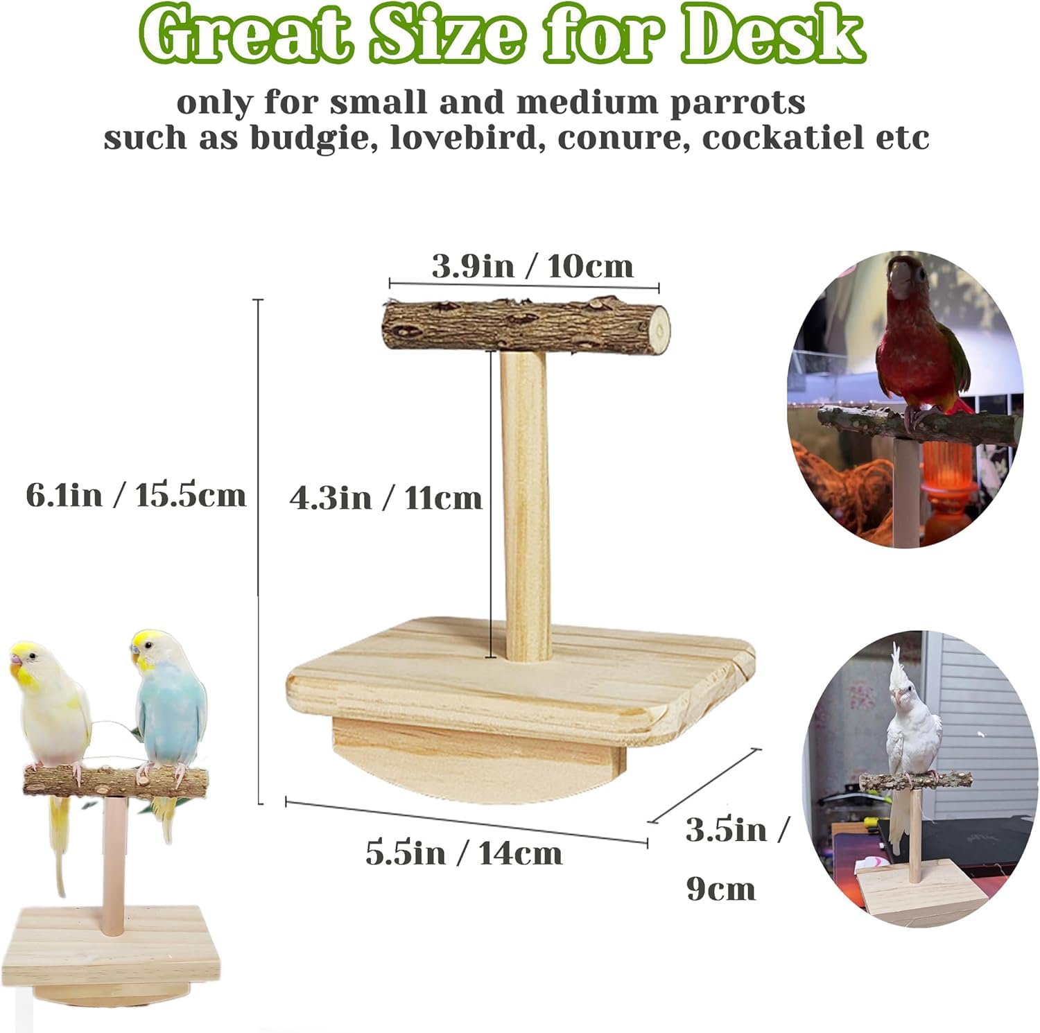 Natural Wood Bird Perch Stand Training, Intelligence Puzzle Enrichment Toys for Parakeets Wooden Parrot Perch Platform - Image 4