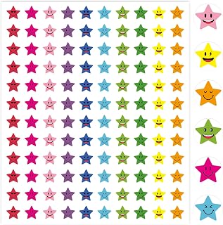 7200Pcs Happy Smile Face Stickers - Colorful Star Mini Incentive Decals for School Classroom Reward Behavior Chart - Students Teachers