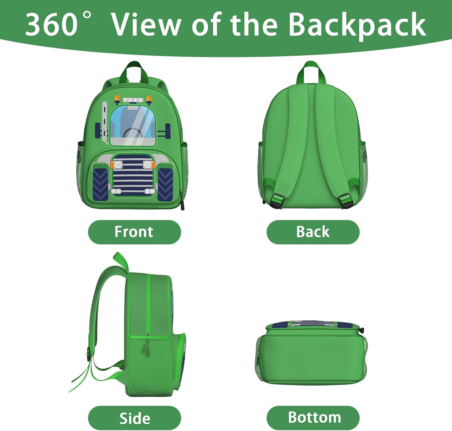 Tractor Toddler Backpack for Little Kids Water Resistance Kindergarten Preschool Bags Children Schoolbag Cute 3D Animal Cartoon Backpacks Gifts for Baby Boys Girls - Image 7