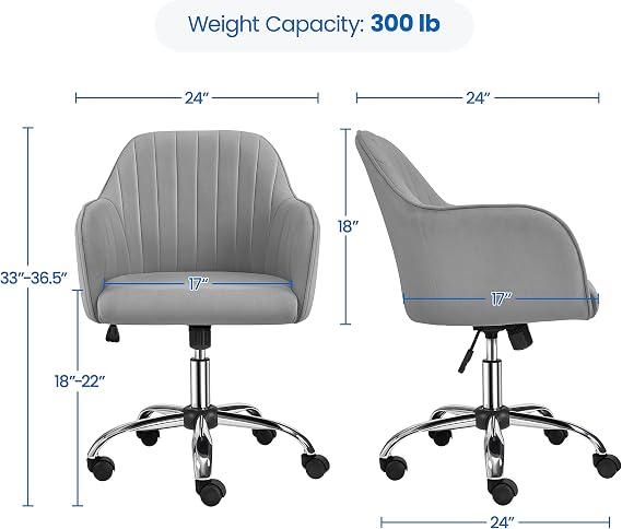 Topeakmart Velvet Office Desk Chair Channel Tufted Task Chair, Light Gray
