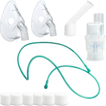 OxiPro NB20 Nebuliser Spare Parts Kit   Replacement Masks Adult & Child, Mouthpiece, Nebuliser Cup/Head, Tubing & Filters   Compatible with OxiPro NB20 Nebuliser Machine