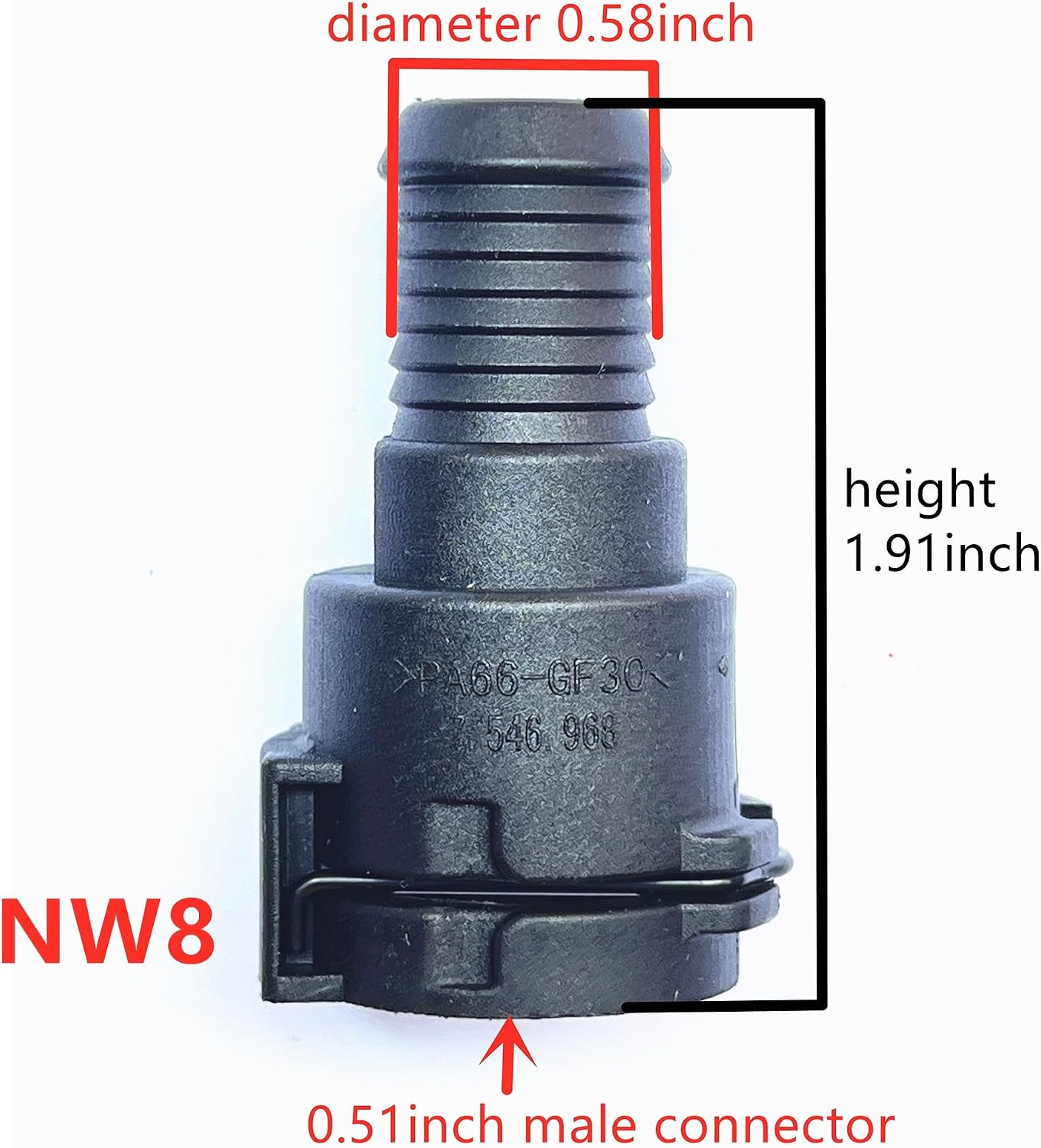 7546968,NW8 Coolant Hose Connector Adapter,Radiator Pipe Line Fittings for BMW,3 Series,5 Series,X3,X5,X1,Mercedes-Benz,Audi,VW,Porsche,Volvo,Land Rover,MINI,Engine Heater Junction,1/2 Inch Tube Joint