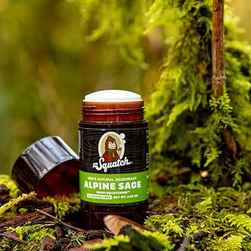 Dr. Squatch Natural Deodorant for Men Odor-Squatching Men's Deodorant Aluminum Free - Alpine Sage 2.65 oz (1 Pack)