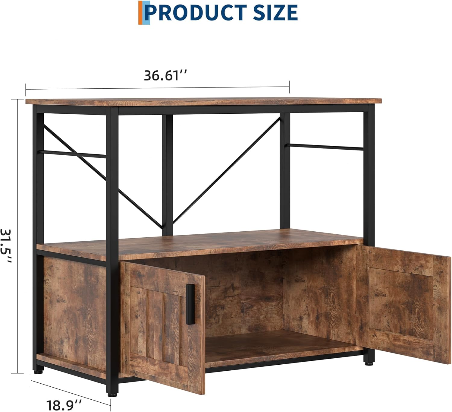 CABIHOME Aquarium Stand 40-50 Gallon High-Capacity, Double-Tier Fish Tank Stand with Metal Frame & Waterproof Storage, 660 Lbs Capacity, Adjustable Leveling Feet, Brown