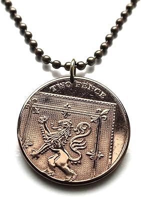 2014 United Kingdom Scotland Great Britain 2 Pence coin pendant Scottish lion Edinburgh Glasgow Aberdeen Dundee Paisley Perth William Wallace Dundee Aberdeen Lothian Stirling Inverness British n000280