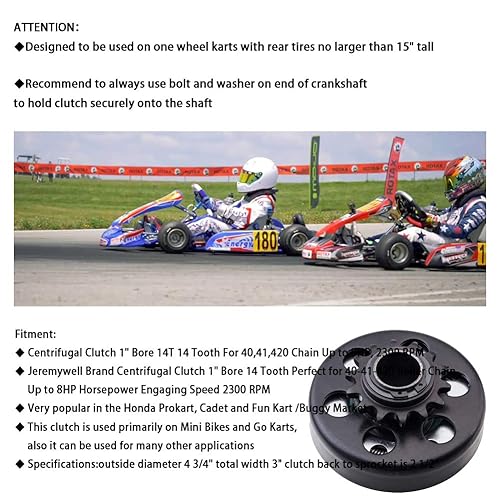Miniatura 3 de MOOSUN Go Kart - Embrague centrífugo de 1 pulgada para 14 dientes 40/41/420 cadena Mini motor de bicicleta con cadena
