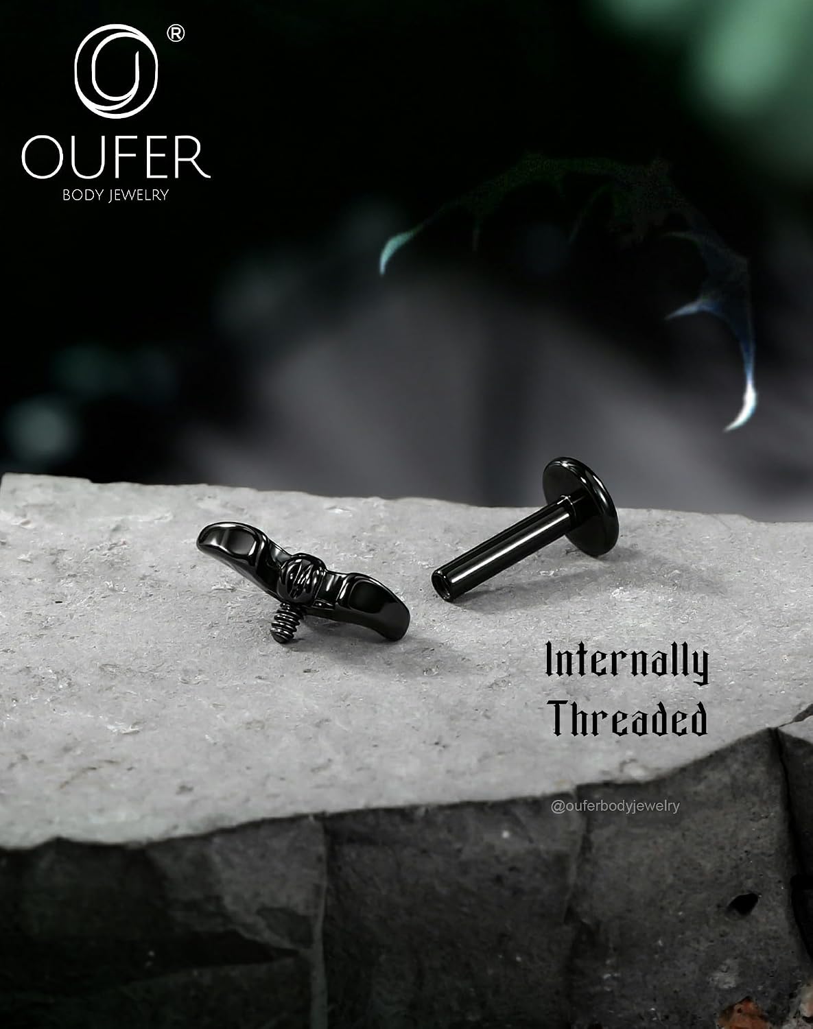 OUFER 16G Halloween 3Pcs Internally Threaded Flat Back Helix Stud Earrings