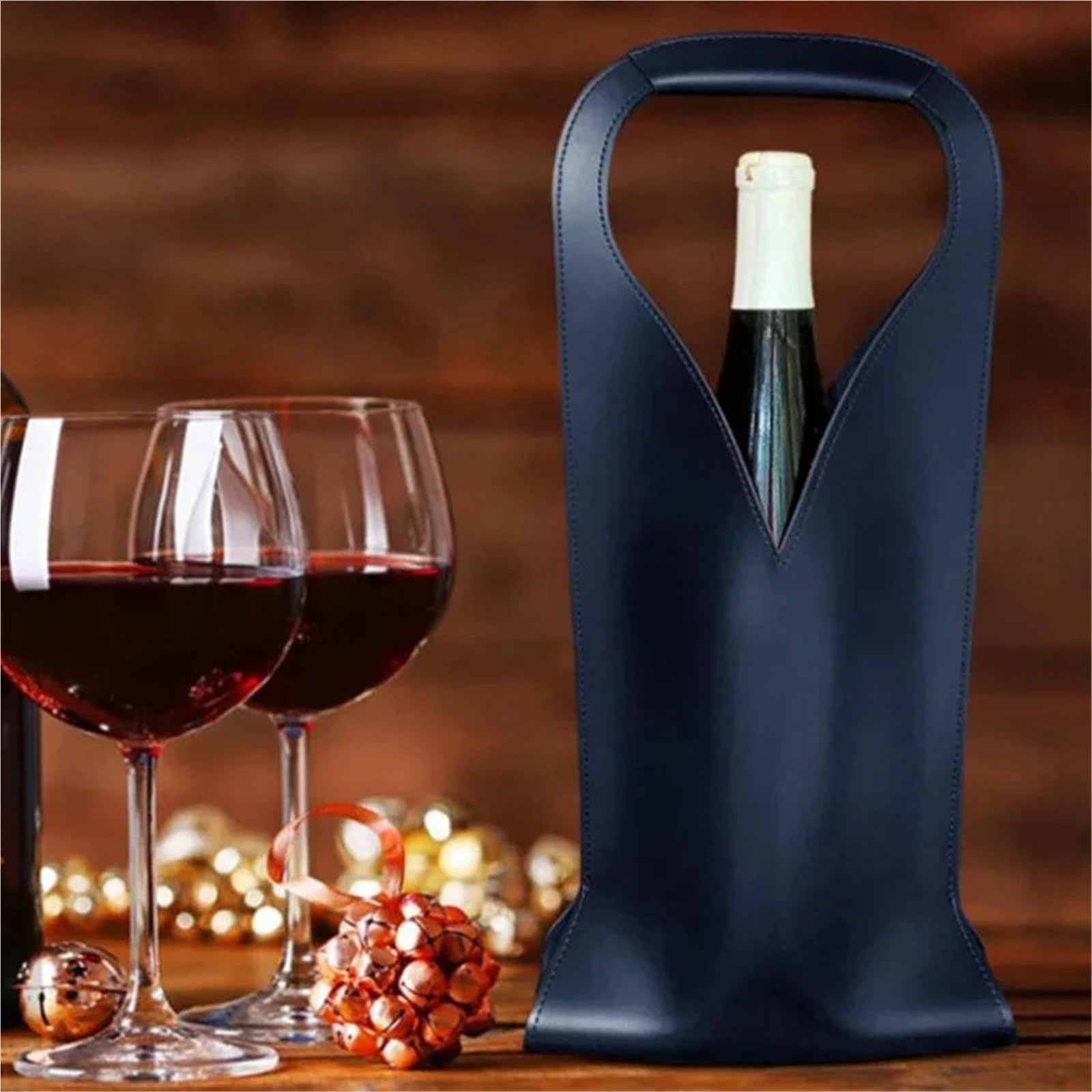 Weinbeutel Leather Wine Tote Carrier Double Layer