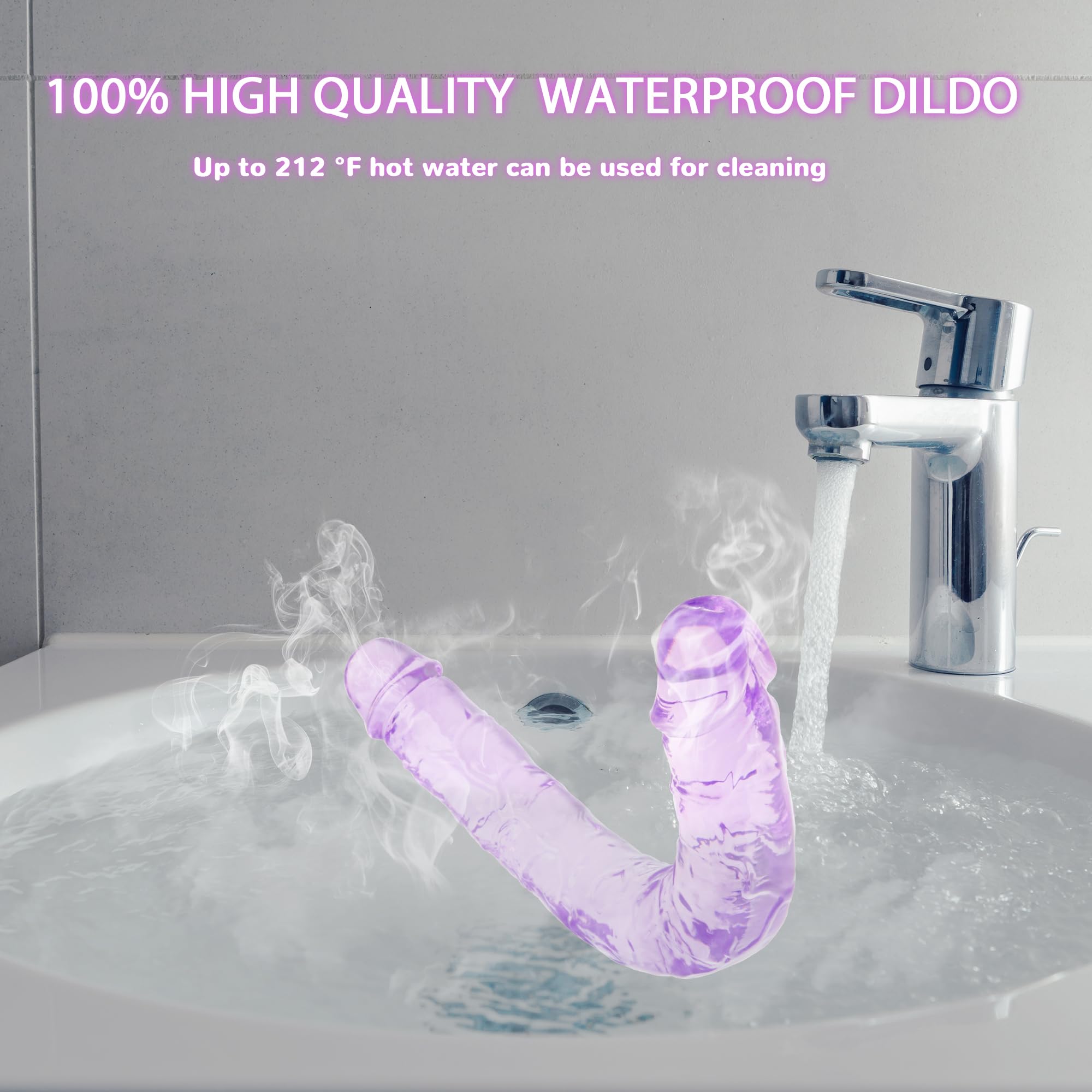 11.8 * 1.37 Inches Double Dildo Crystal Jelly Realistic Anal Long Dildo Penis Soft and Flexible with Veins and Glans Adult Sex Toys for Women/Men/Lesbian Purple: 11.8*1.37 Inch Purple