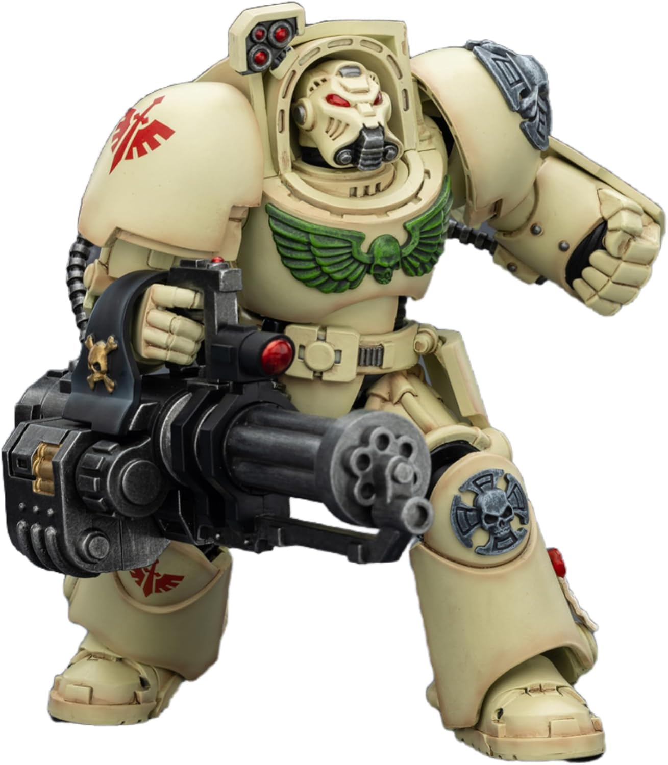 JOYTOY Dark Angels Warhammer 40k 1/18 Action Figure Dark Angels Deathwing Terminator 3 with Power Fist and Assault Cannon Collectible Gifts,Toys for Kids 15+ and Adults 5.63-inch