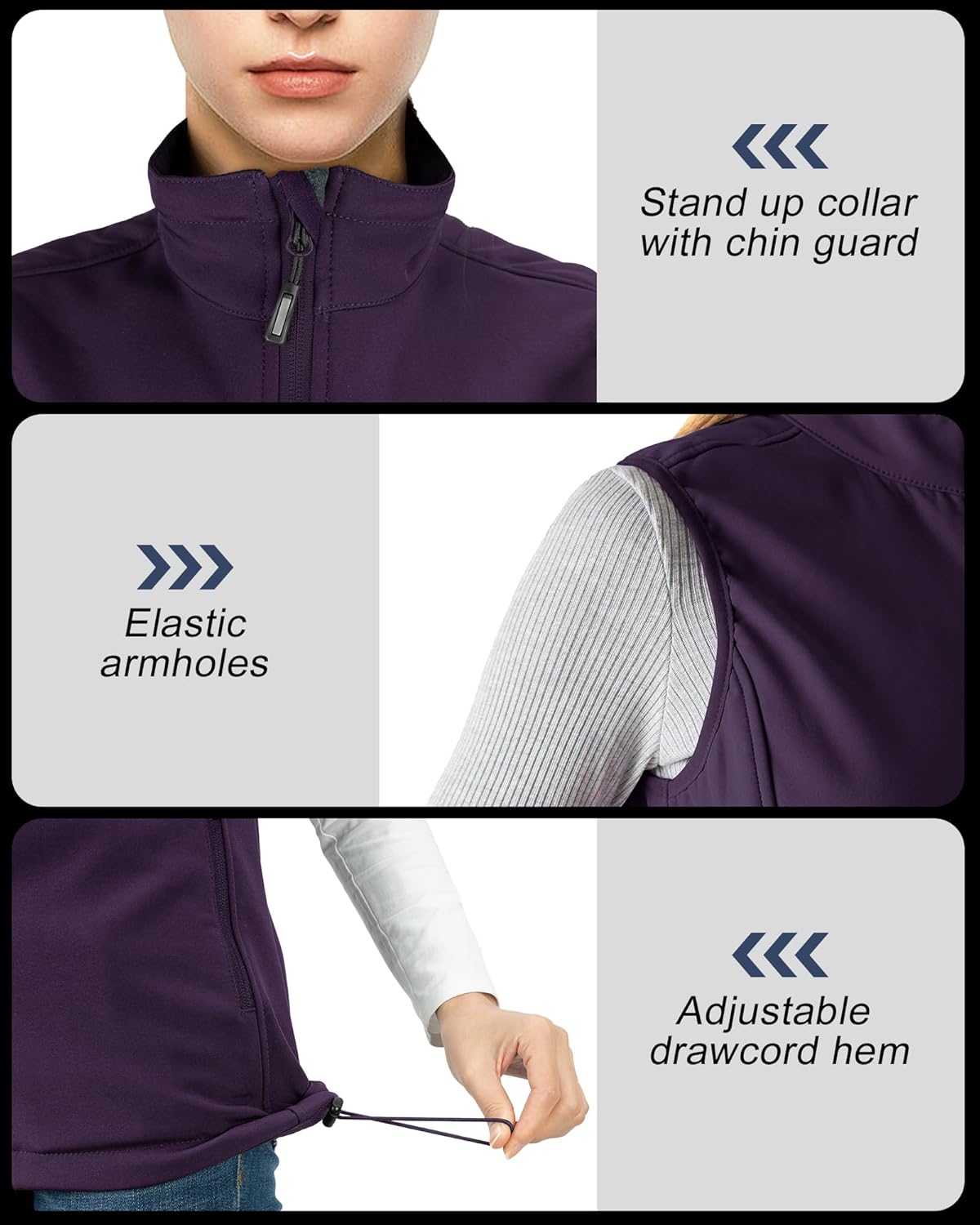 Outdoor Ventures Women's Lightweight Softshell Vest Windproof Fleece Lined Zip Up Sleeveless Jacket for Running Hiking Golf - Image 4