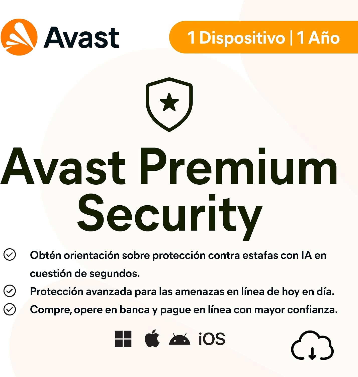 Avast Premium Security 2026 | Antivirus 1 Dispositivo | 1 Año | Descarga digital