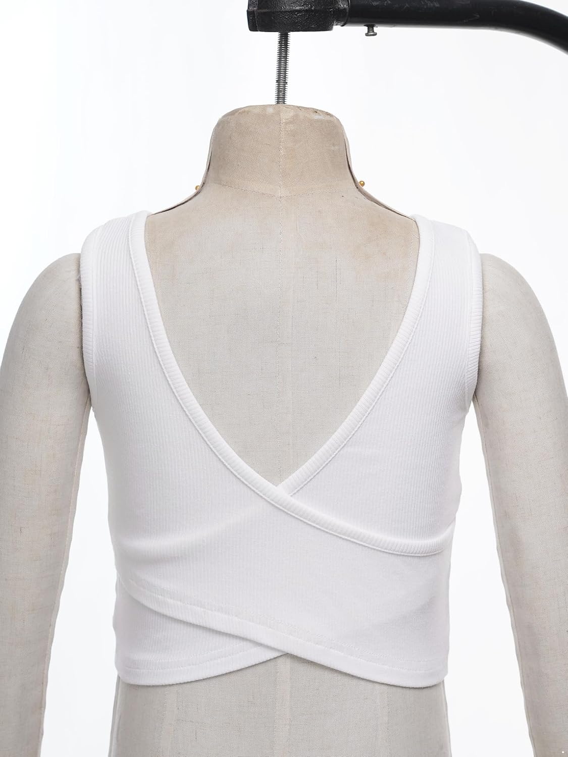 Freebily Girls Basic Round Neck Cross Back Crop Tank Top Sleeveless Sports Cami Shirt Casual Letters Print Ribbed Vest