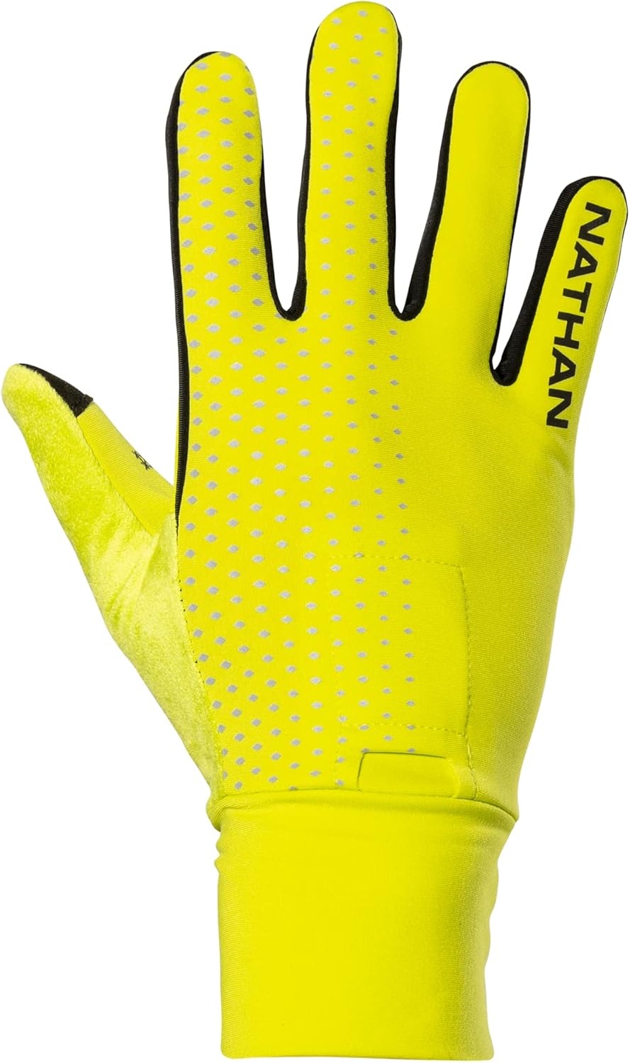 Nathan Reflective Gloves. for Running and Outdoor Activity. Touch Screen Finger for Smartphone Use.
