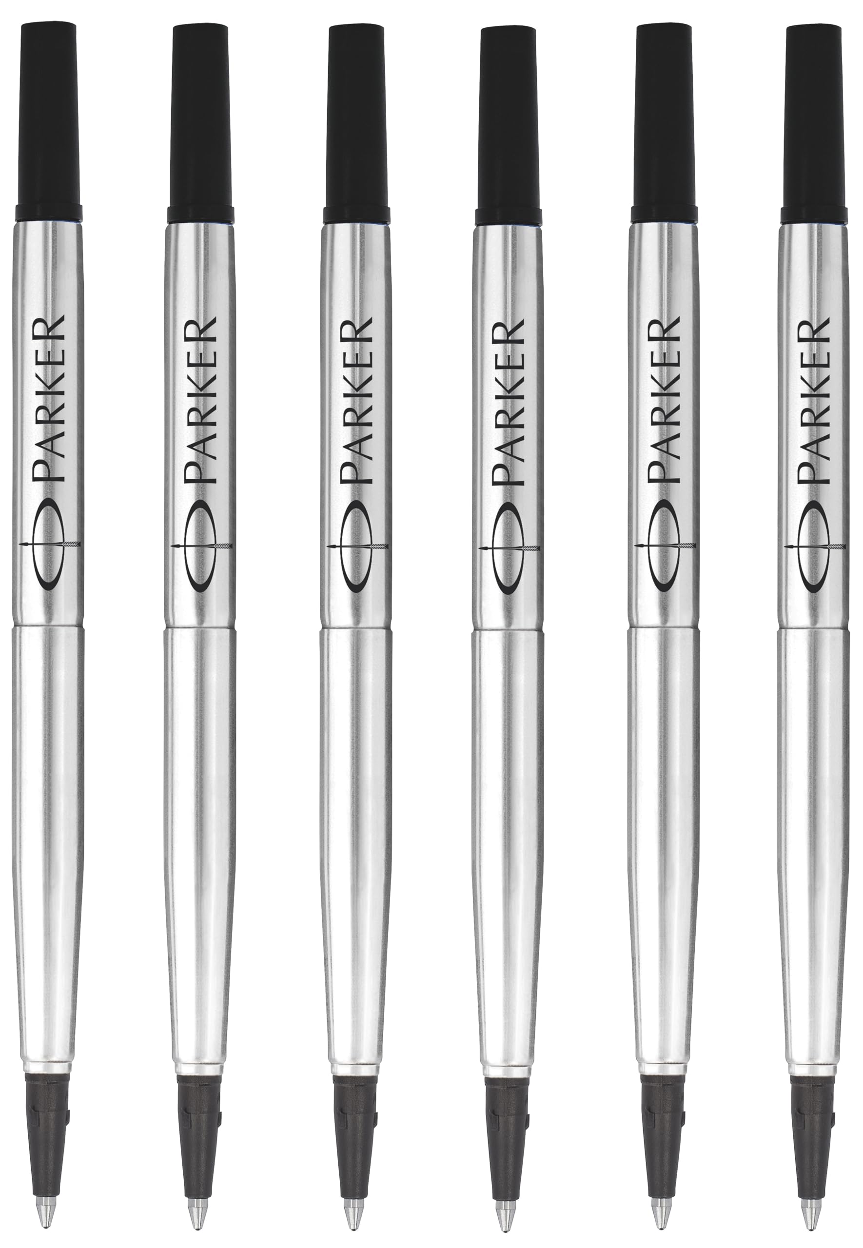 Parker Rollerball Pen Original Quink Ink Refills - 0.7mm Medium Point - Black Ink - Pack of 6