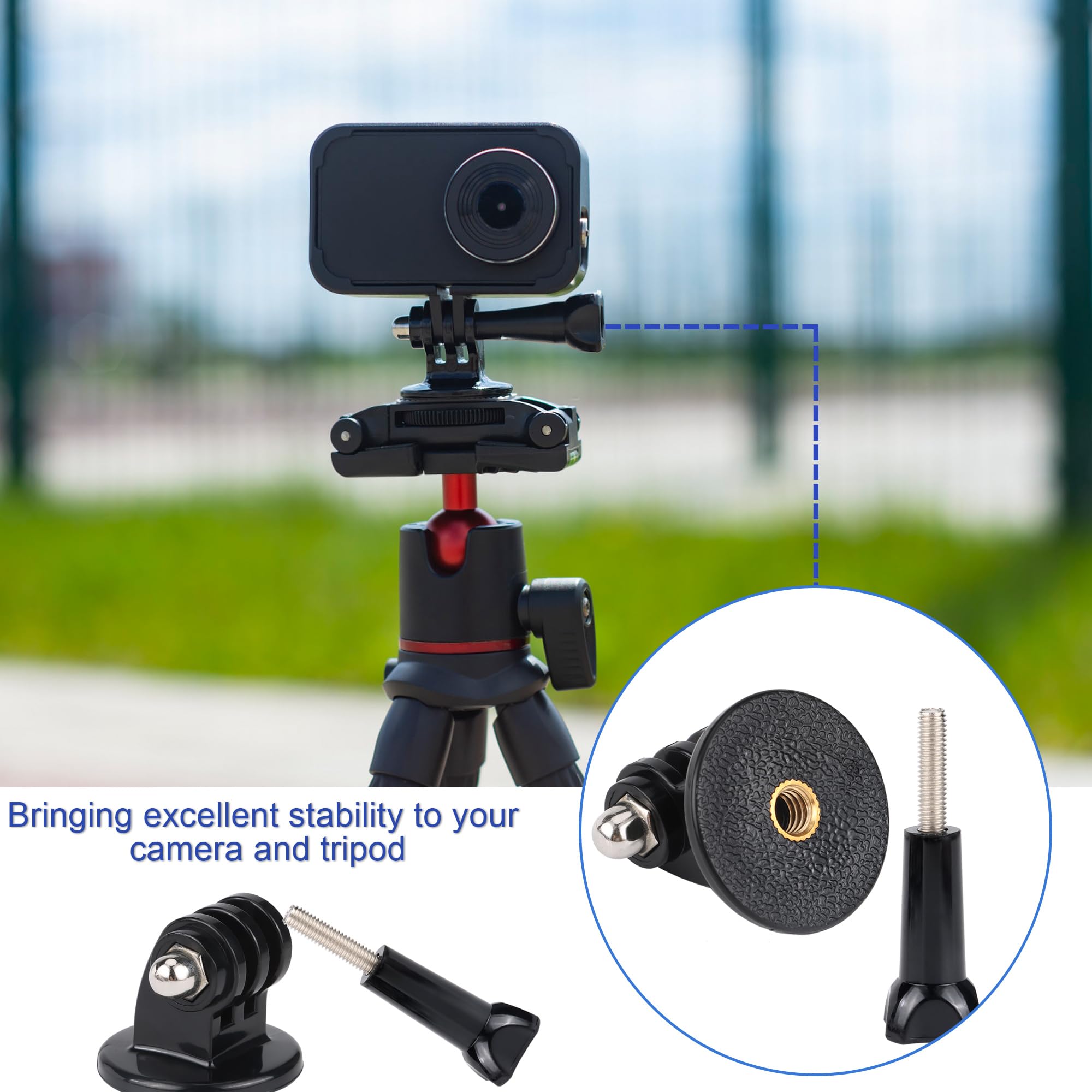 9 Gruppi Supporto per Adattatore per Treppiede Adattatori Gopro con Vite a Testa Zigrinata Adattatore per Treppiede
