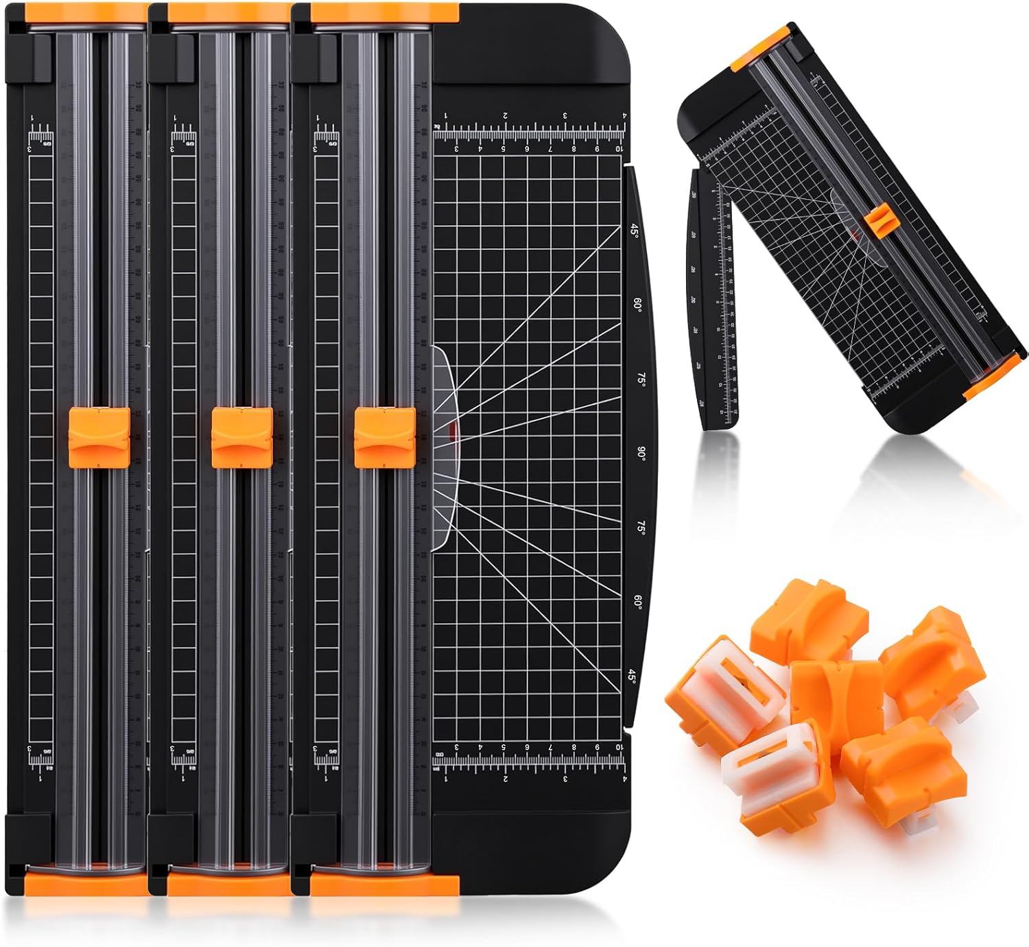 Marspark 3 Pcs A4 Paper Cutter Slider 12 Inch Scrapbooking Tool with Automatic Security Safeguard for Craft Paper, Coupon, Label and Cardstock Includes 6 Blades