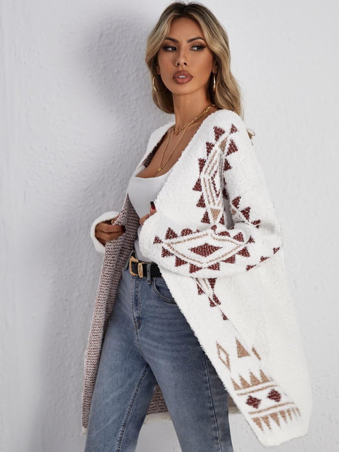 WDIRARA Women's Open Front Long Sleeve Long Cardigan Boho Chunky Sweaters Outwear Coats 2025 Fall Outfits - Image 5