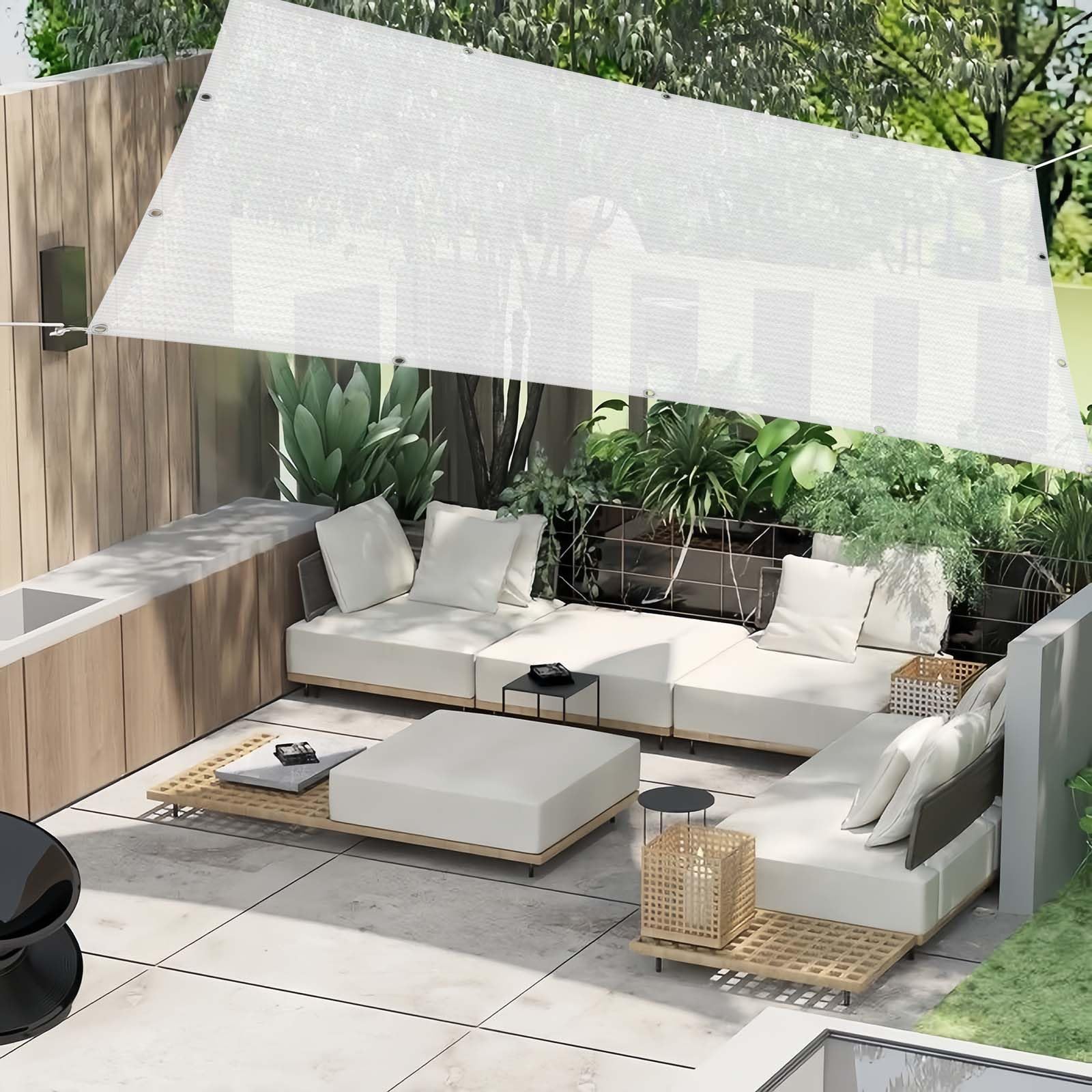 Voiles d'ombrage anti-UV 95% en tissu HDPE respirant de 280x475 cm pour rafraîchir la terrasse