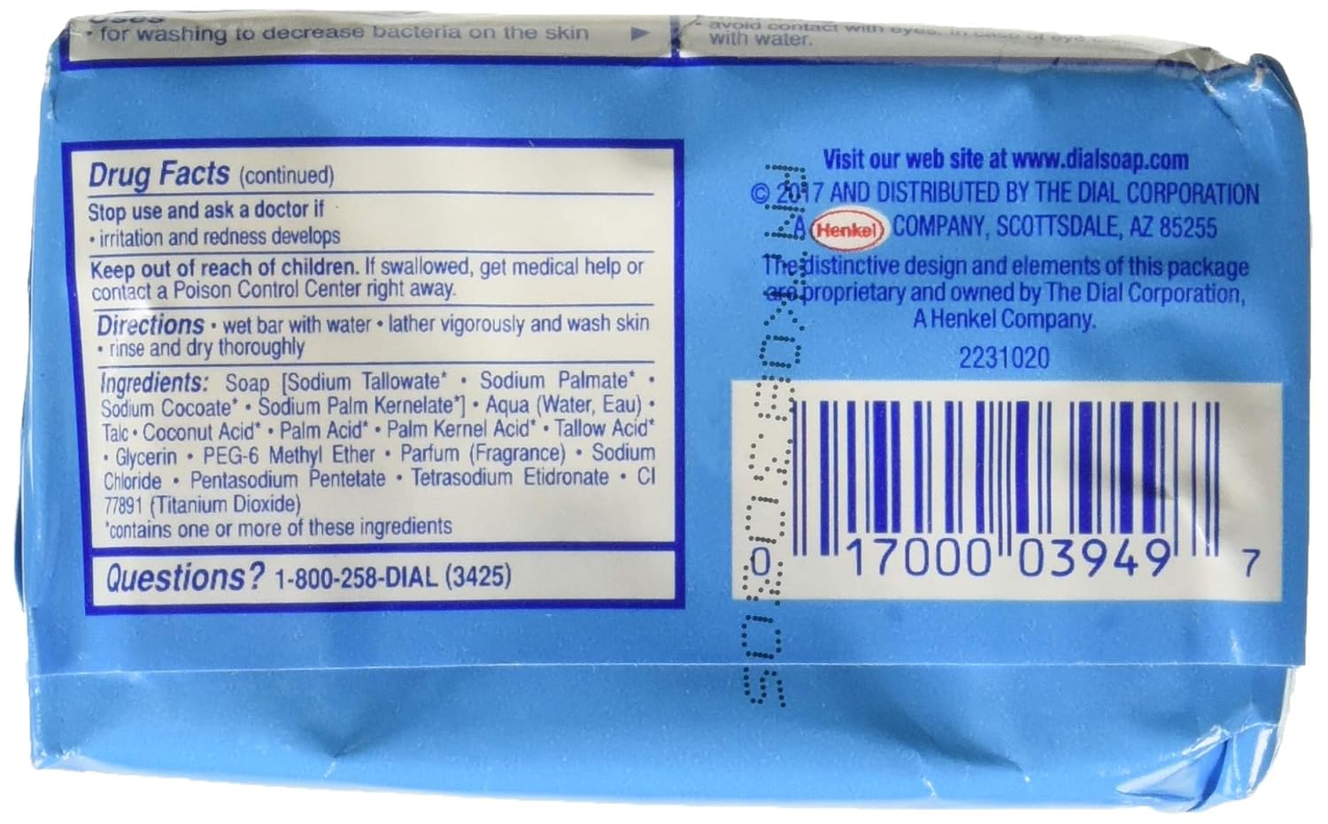 Dial All Day Freshness Spring Water Bar Soap, 4 ounce, 22 Count
