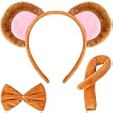 EVERMARKET 3 Pcs Monkey Costume Set, Monkey Ears Headband Monkey Tail and Bow Tie, Animal Monkey Costume Accessories for Halloween Christmas Birthday Party Cosplay Masquerades