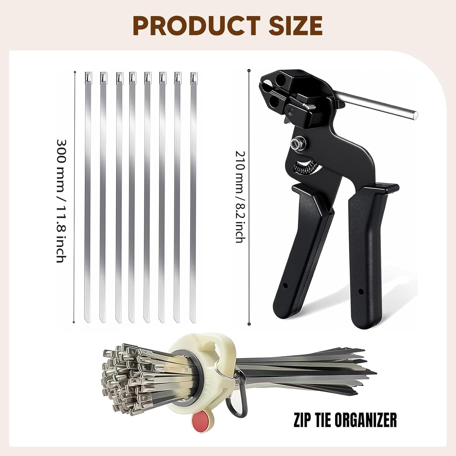 100個入り 金属製結束バンド 30cm ステンレススチール製結束バンド ワイヤーフェンス 鶏小屋やペットケージの建設に便利な専用工