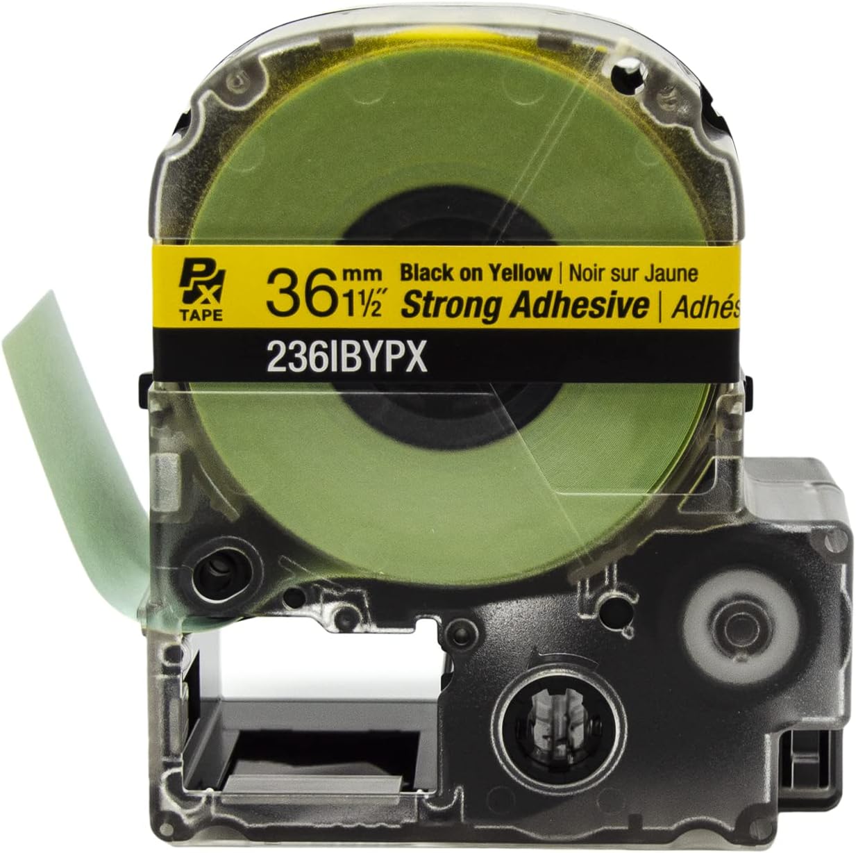 Epson LABELWORKS 236IBYPX PET (Polyester) Tape Cartridge - Black on Yellow Strong Adhesive Standard Industrial Label Maker Tape - 1.5" (36MM) Wide, 30'