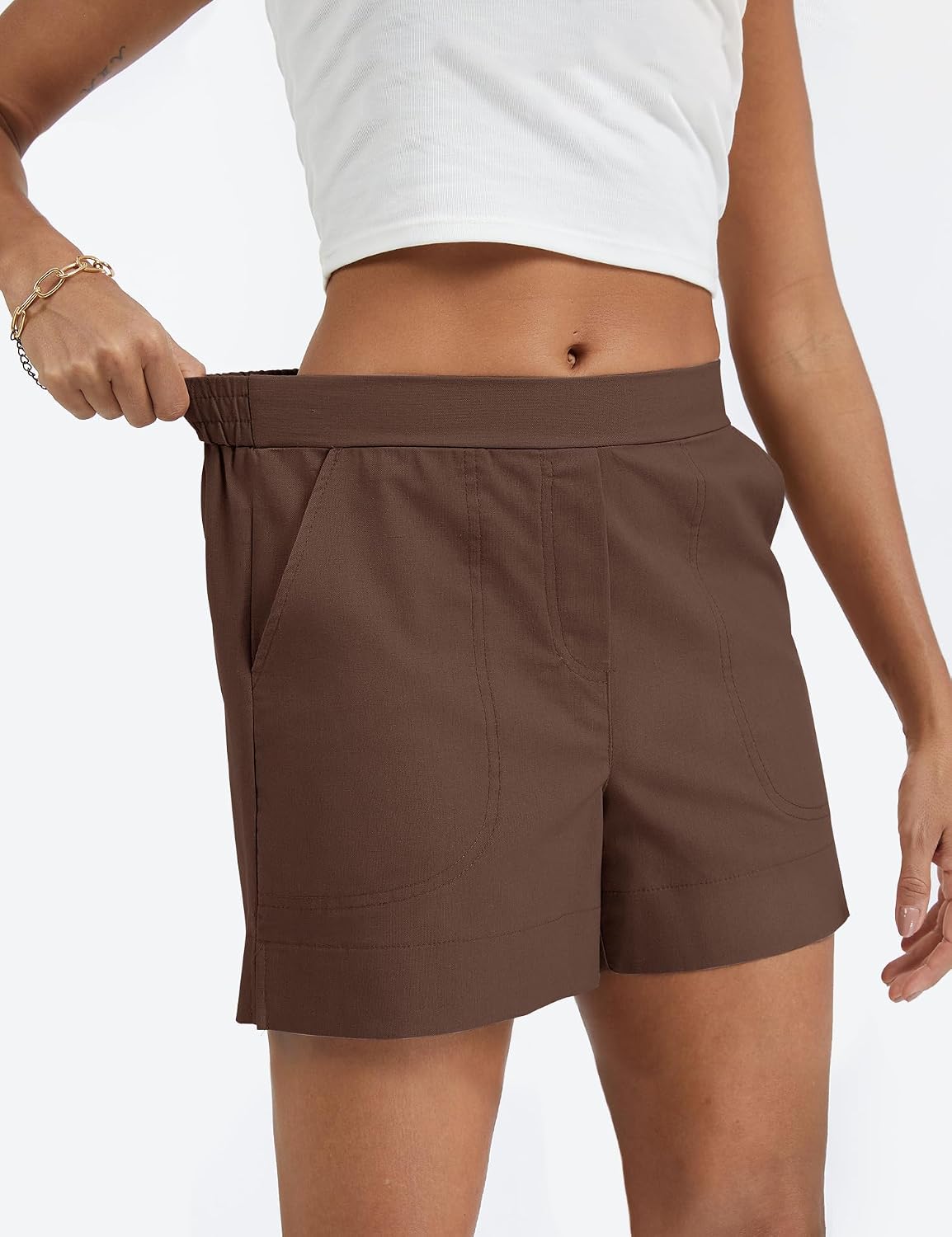 Micoson Linen Shorts for Women Casual Comfy Shorts Summer Trendy Mid Waisted Short with Pockets 2026