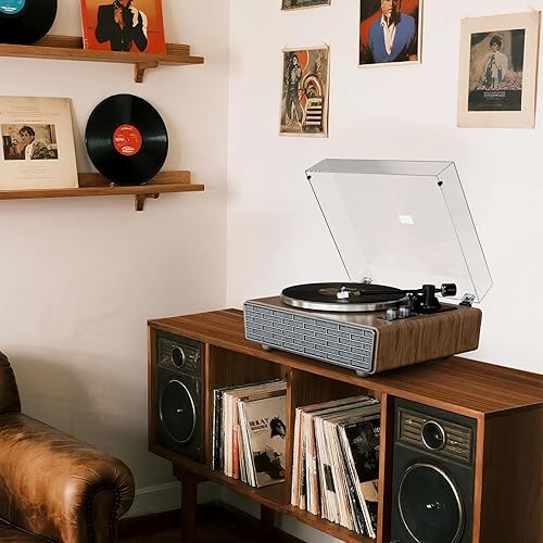 Miniatura 7 de Tocadiscos de vinilo con altavoces agudosbajos, tocadiscos Bluetooth de alta fidelidad con cartucho magnético AT-3600L (MM), preamplificador de