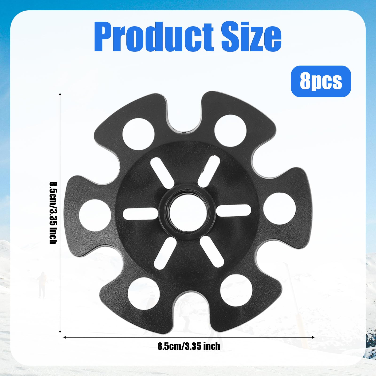 Gosknor 8pcs Paniers à Neige pour Bâtons de Randonnée, Panier pour Bâtons de Ski, Noir, Classique, Sports d'hiver