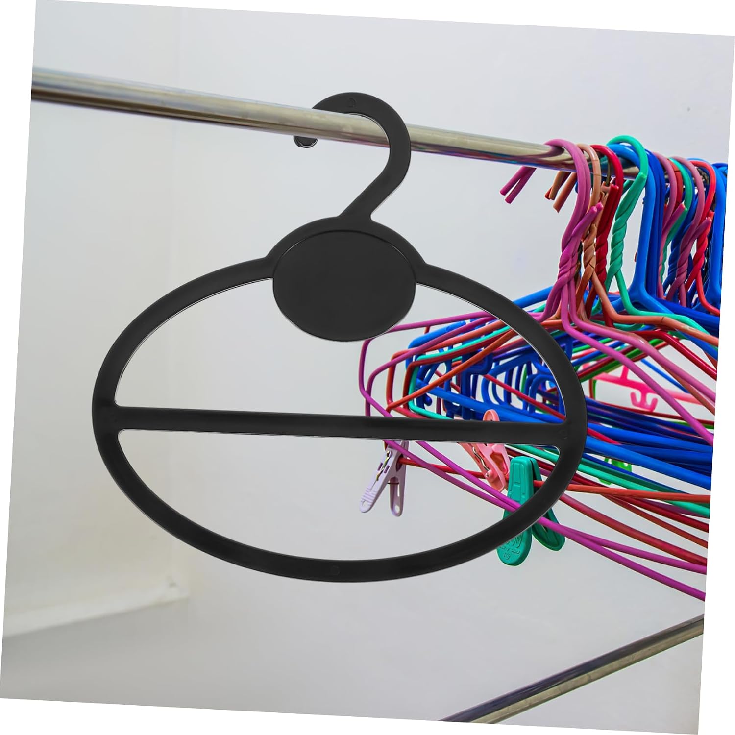 10pcs Round Scarf Hangers Plastic Tie Belt Organizer Black