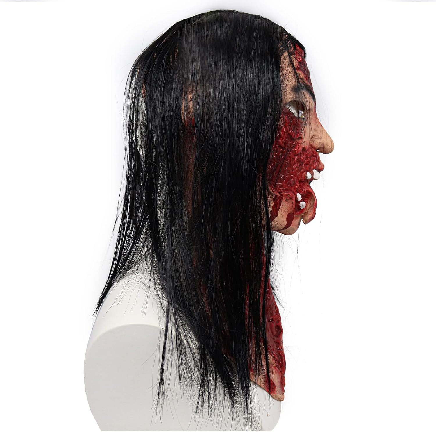Bulex Halloween Horror Grimace Ghost Mask Scary Zombie Emulsion Skin with Hair Red