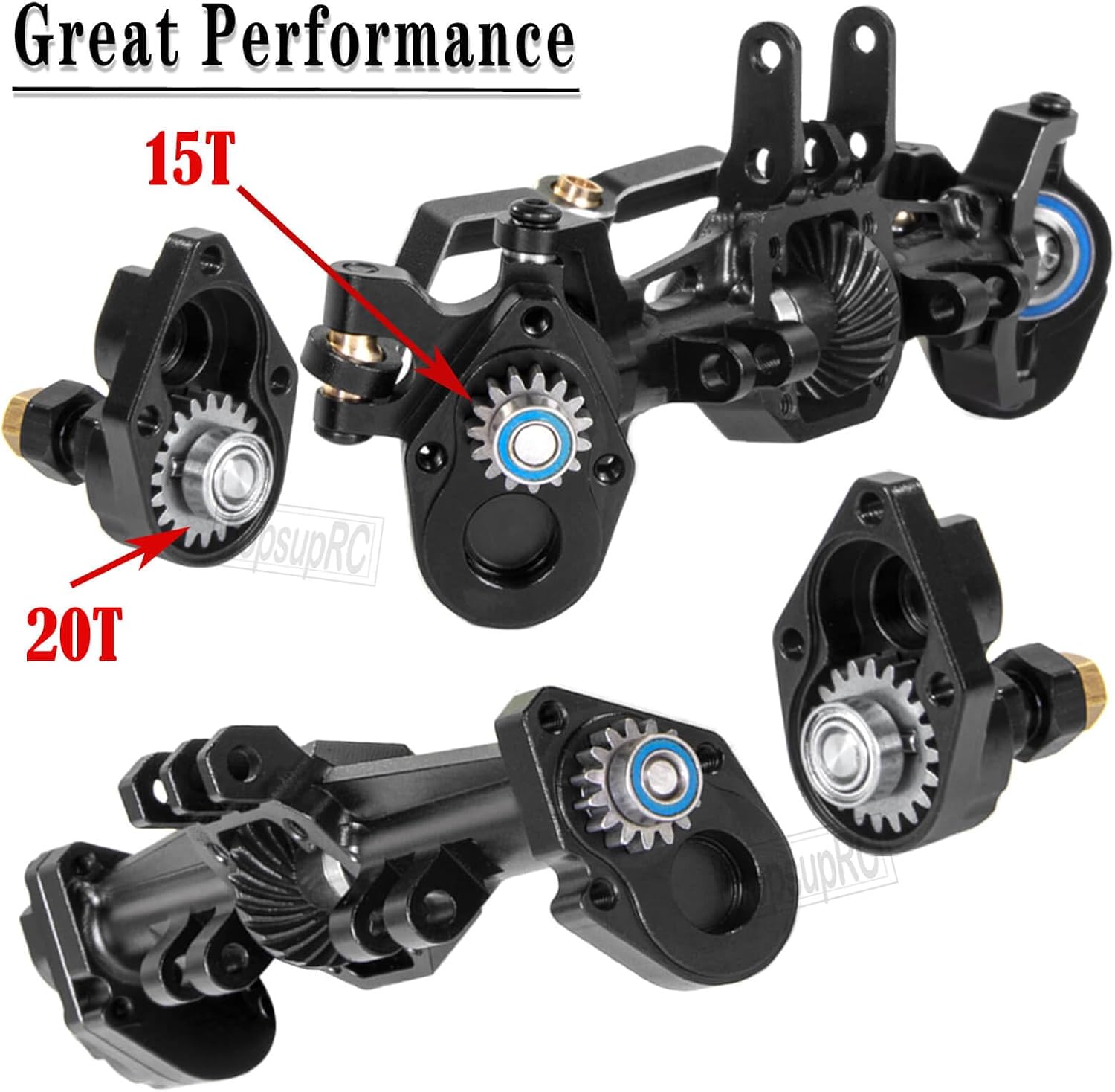 RC Upgrades Part for 1/18 TRX4M,Aluminum Front Rear Portal Axle,Alloy Portal axle Hops Up,2PCS,Black