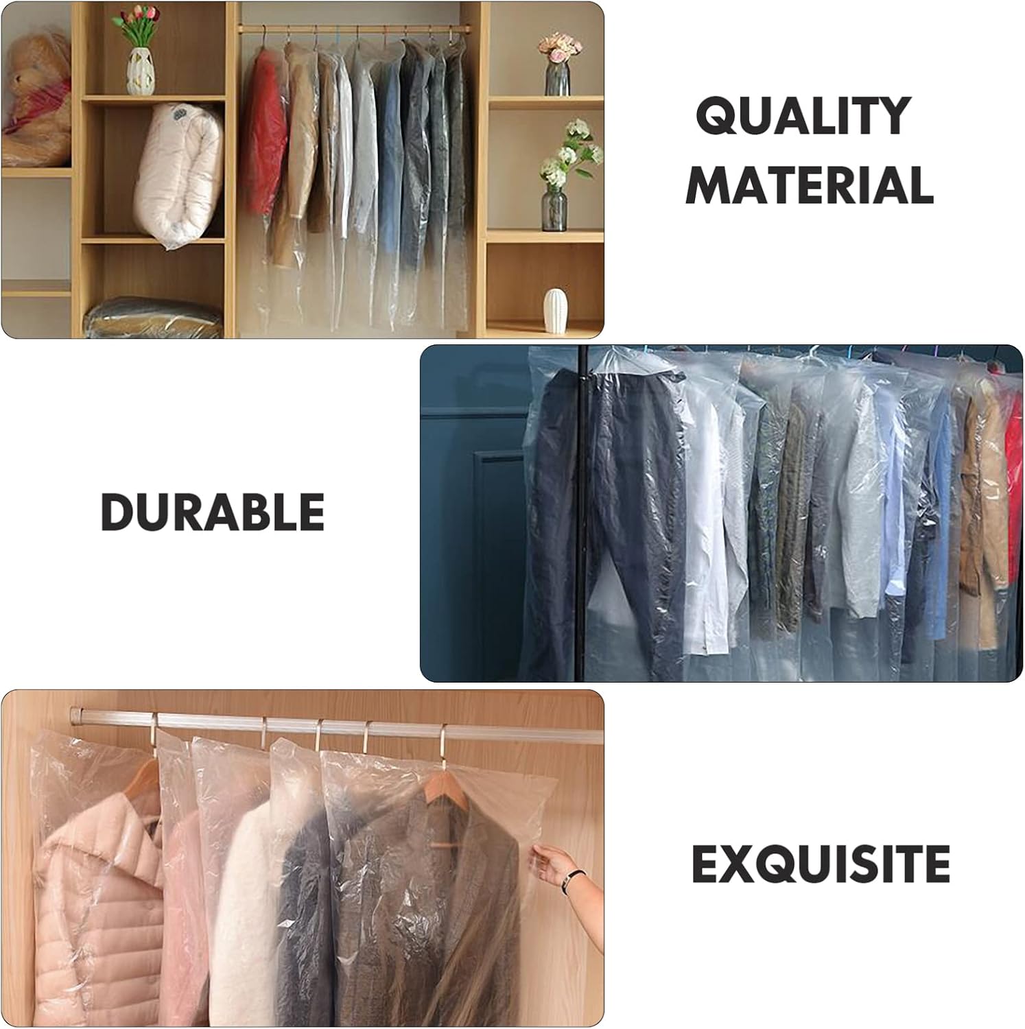 Cabilock 5pcs Foldable Clothes Cover Semi Zipper Garment Bag Washable and Space-saving Storage for Coats and Suits Small