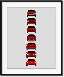 Toyota Celica Generations Inspired Car Poster - Handmade Print of Celica - Red, 8x10" Satin Print (Unframed)-Perfect Gift Car Enthusiast