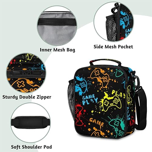 Miniatura 3 de Lonchera para niños  Lonchera aislada a prueba de fugas para niños y niñas, bolsa de almuerzo portátil para escuela, trabajo, picnic con correa para