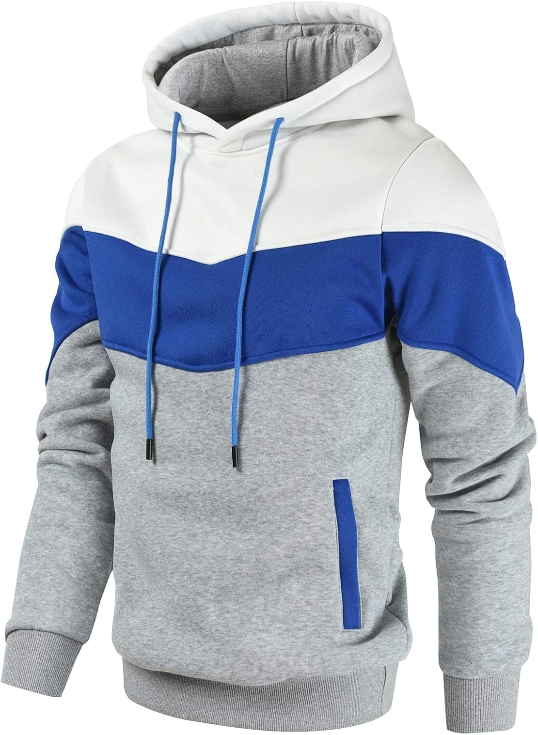 Gesean Men's Novelty Color Block Pullover Fleece Hoodie Long Sleeve Casual Sweatshirt with Pocket - Image 3