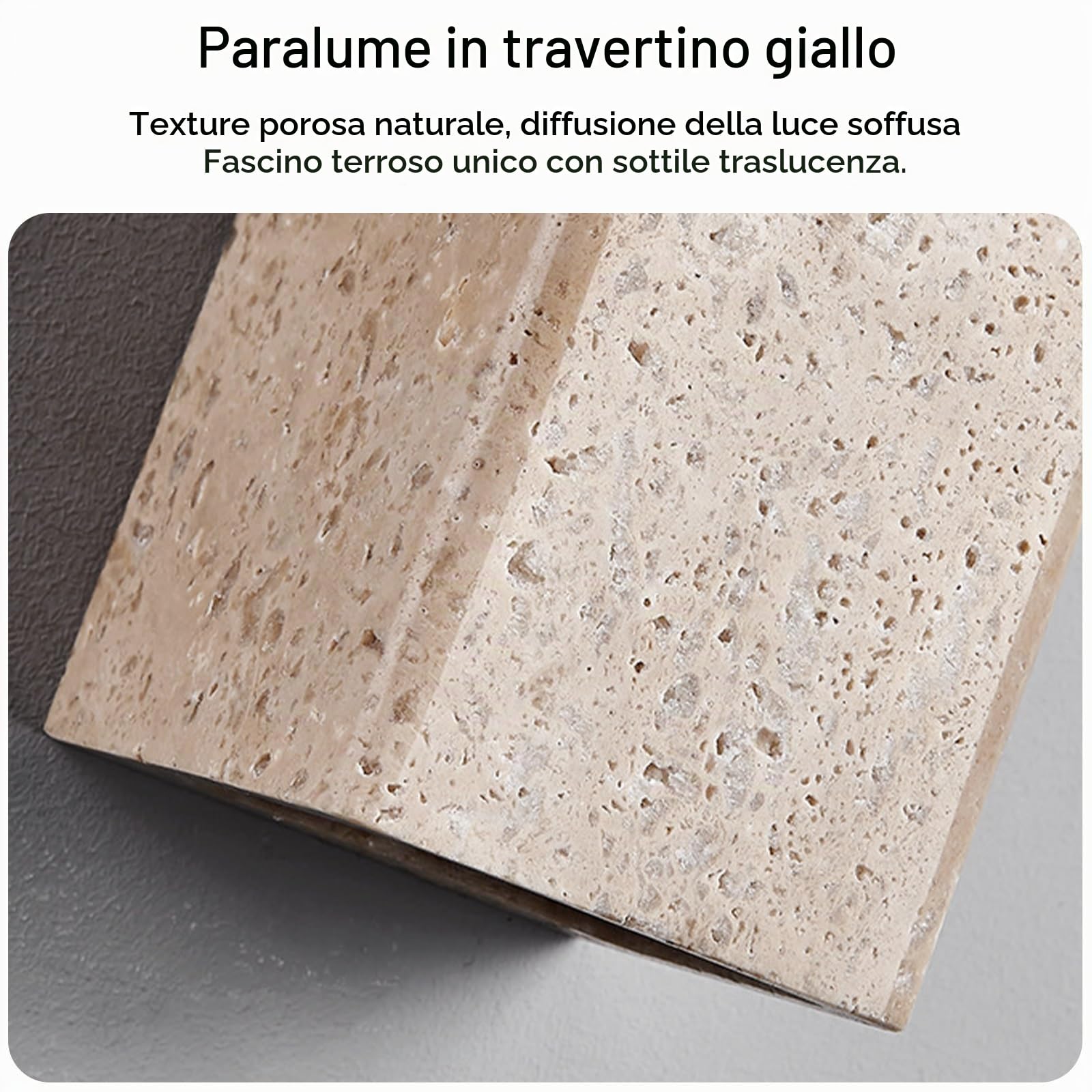 Applique da parete in travertino giallo for esterni/interni, lampada da parete in pietra impermeabile IP65 for esterni, paralume in marmo naturale apparecchi di illuminazione(Square)
