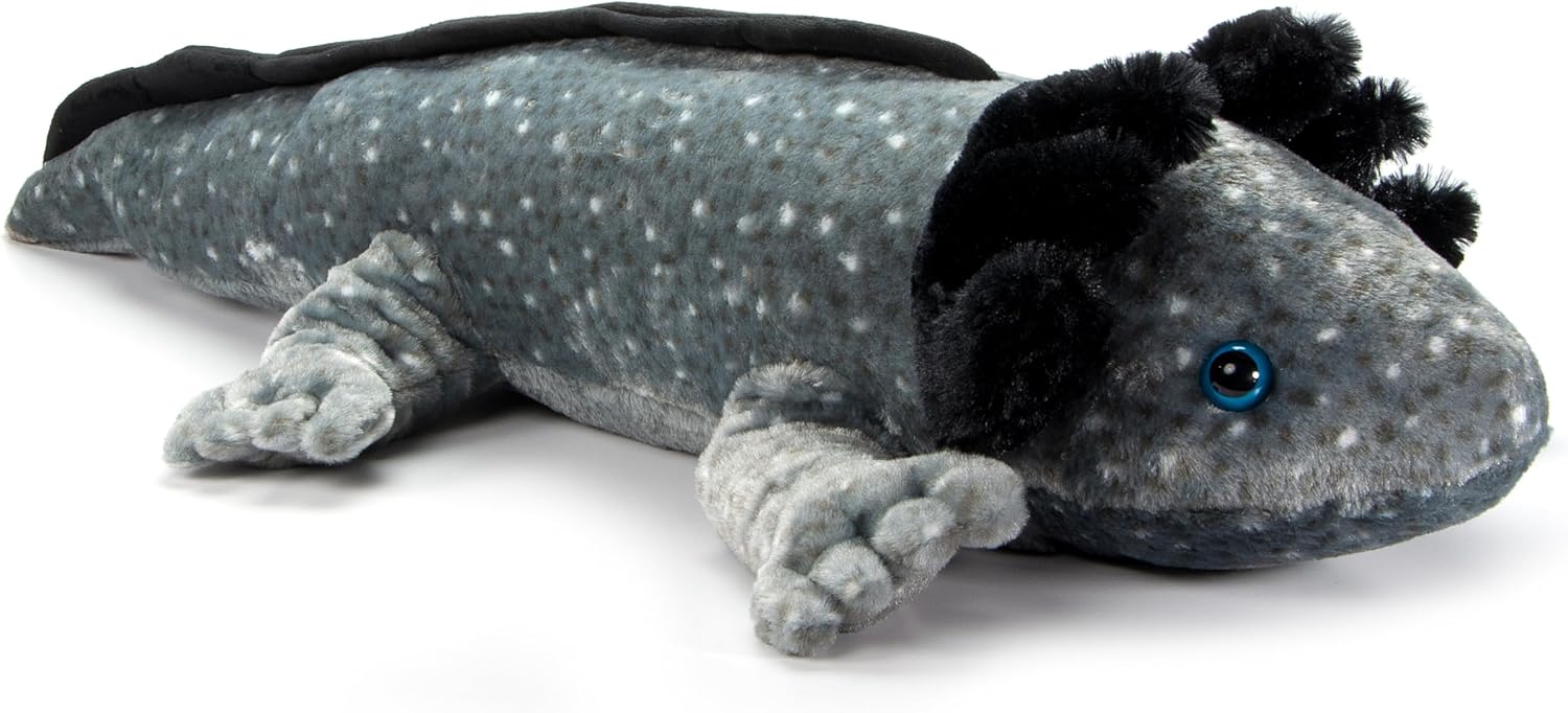 The Petting Zoo Black Axolotl Stuffed Animal Plushie, Gifts for Kids, Wild Onez Sealife Animals, Salamander Plush Toy, 35 inches