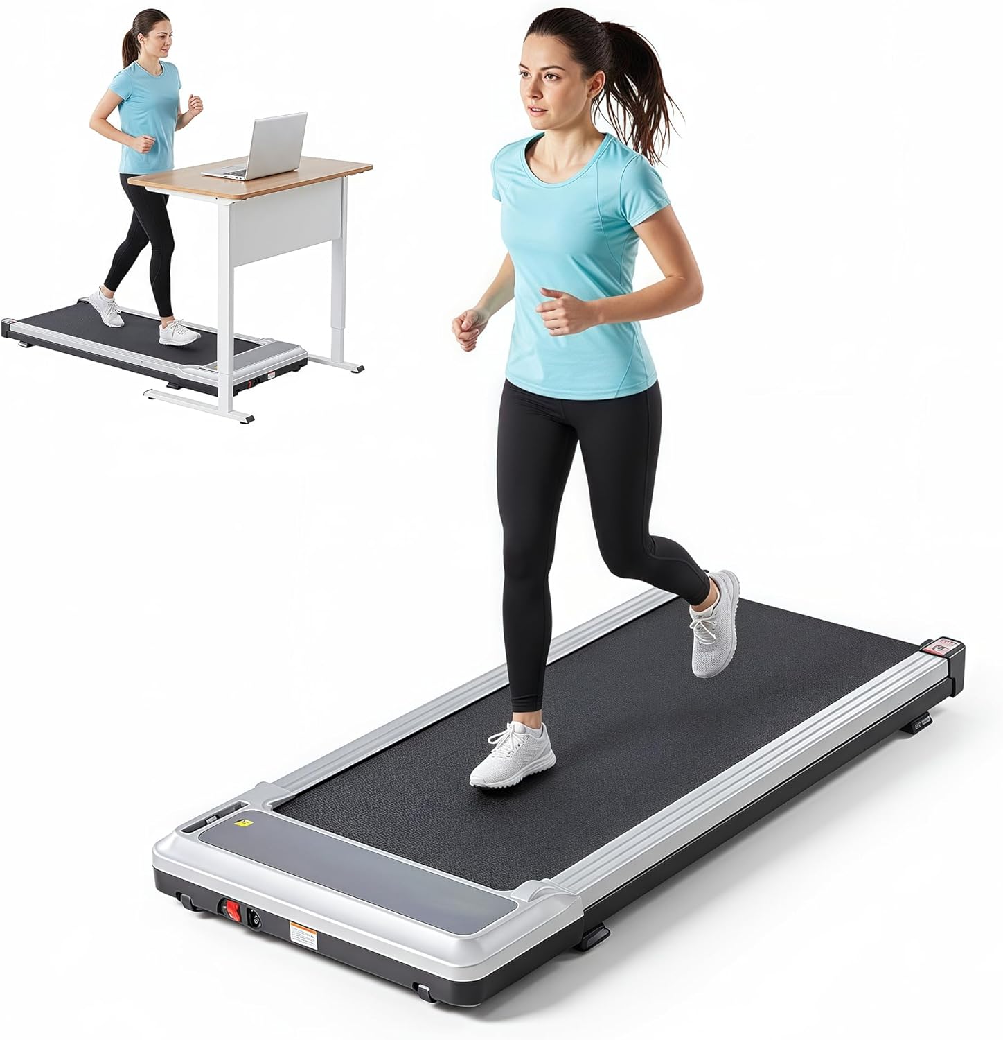 Walking Pad Treadmill, 3 in 1 Portable Under Desk Treadmills for Home Small Space, Quiet Compact Folding Treadmill with Remote Control, 320 LBS Capacity, Silver