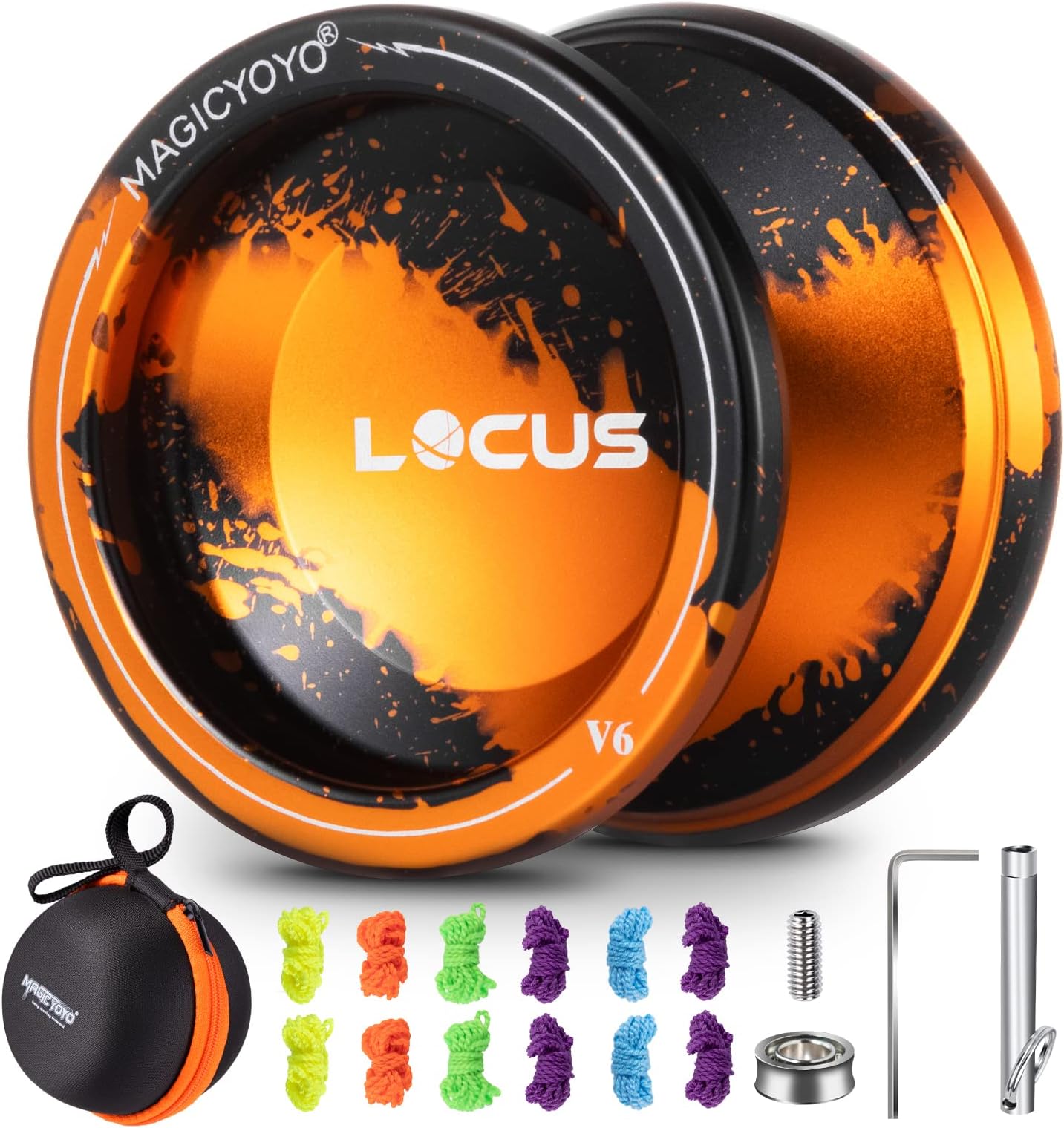 MAGICYOYOV6 Locus Yoyo for Kids 8-12 - Dual-Mode Responsive/Unresponsive for Adults | Pro Tricks Yo-yo with 12 Strings | Includes Bearing Remover Kit + Carry Bag (Premium Black/Gold)