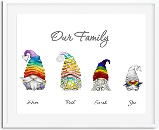 Personalised Gnome Gonk Family Print, Scandinavian Nordic Style, Gnomes, Premium Print Picture A5, A4 & Framed Options