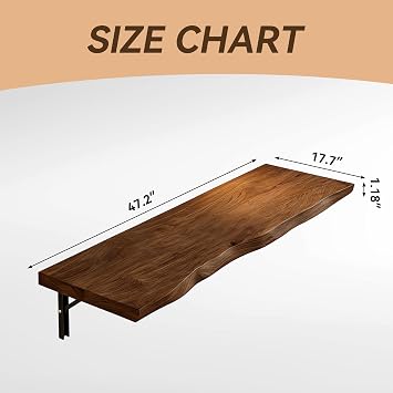 Wall Mounted Folding Table Desk,Multifunctional Solid Wood Folding Floating Wall Desk Fold Down Shelf, for Small Space Kitchen & Dining Room Computer(Plate Thickness 1.18, W47.2 X D17.7)