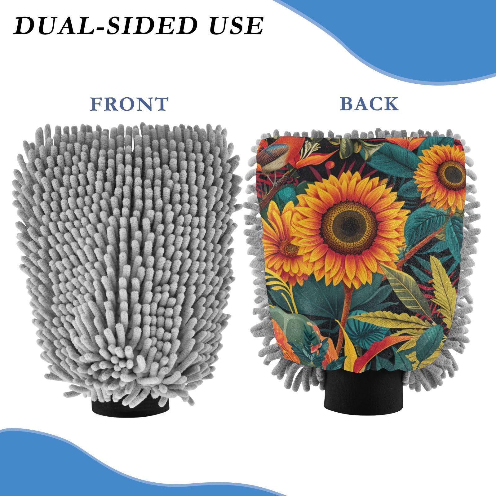 IOACIY Absorbent Microfiber Car Wash Drying Mitts, 2 Pack, Scratch-Free & Lint-Free, Rich Foam, Highly Absorbent, Double Sided, Wash Mitt Perfect for Car Washing, M, Panda (50)