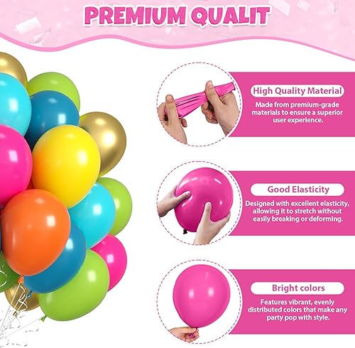 Miniatura 3 de Globos Arcoíris, 60 Piezas Globos Coloridos, Globos Rosa Fuerte Mate Verde Azulado Azul Verde Naranja Amarillo Dorado Para Cumpleaños Baby Shower