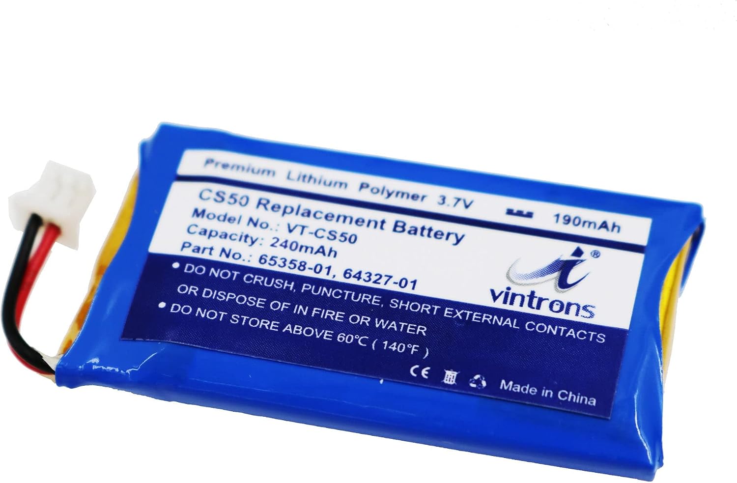 VINTRONS CS50, 65358-01, 64327-01, 64399-01 Battery for Plantronics CS50, CS55, CS60, Savi 710, Savi W720, 65358-01, 64327-01, 64399-01, (Pack of 4)