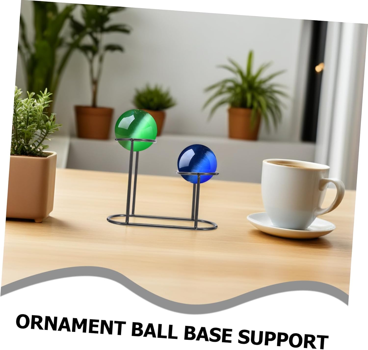 VICASKY Crystal Ball Stand Double Ring Metal Holder for Garden Decor
